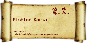 Michler Karsa névjegykártya